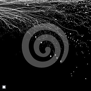 Array with Dynamic Particles. 3D Technology Style. Abstract Background. Vector Illustration
