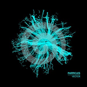 Array with dynamic particles. 3d futuristic technology style. Abstract background.