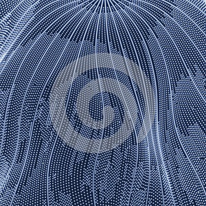 Array with Dynamic Particles. 3d Futuristic technology style. Abstract Background. Texture. Glowing points.