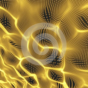 Array with Dynamic Particles. 3d Futuristic technology style. Abstract Background. Texture. Glowing points