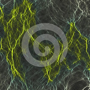 Array with Dynamic Particles. 3d Futuristic technology style. Abstract Background. Texture. Glowing points.