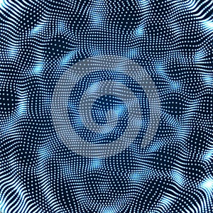 Array with Dynamic Particles. 3d Futuristic technology style. Abstract Background. Texture. Glowing points.