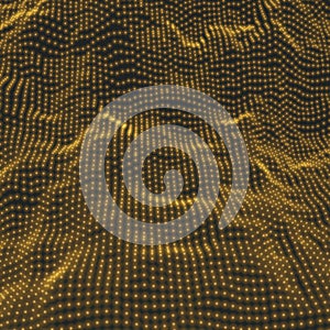 Array with Dynamic Particles. 3d Futuristic technology style. Abstract Background. Texture. Glowing points. Vector Illustration