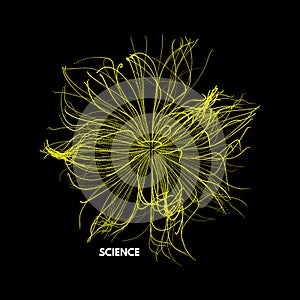 Array with dynamic particles. 3d futuristic technology style. Abstract background. Vector illustration