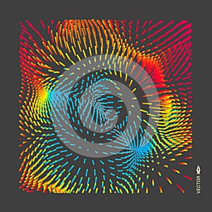 Array with dynamic particles. 3d futuristic technology style. Abstract background. Vector illustration