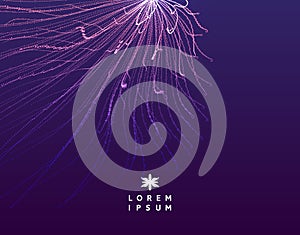 Array with dynamic particles. 3d futuristic technology style. Abstract background. Vector illustration