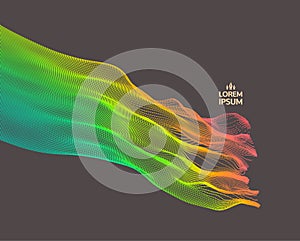 Array with dynamic particles. 3d futuristic technology style. Abstract background. Vector illustration