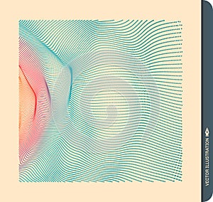 Array with dynamic particles. 3d futuristic technology style. Abstract background. Vector illustration