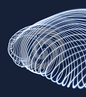 Array with Dynamic Particles. 3D Technology Style. Abstract Background.