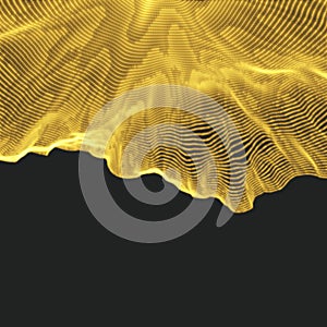 Array with Dynamic Particles. 3D Technology Style. Abstract Background.