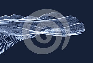 Array with Dynamic Particles. 3D Technology Style. Abstract Background.