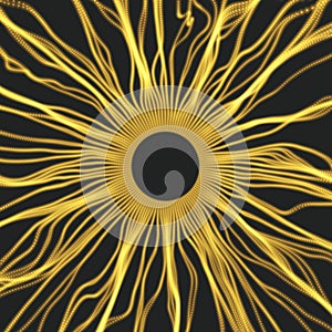 Array with Dynamic Particles. 3D Technology Style. Abstract Background.