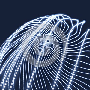 Array with Dynamic Particles. 3D Technology Style. Abstract Background. Vector Illustration