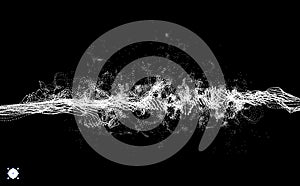 Array with Dynamic Particles. 3D Technology Style. Abstract Background. Vector Illustration