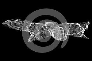 Array with Dynamic Particles. 3D Technology Style. Abstract Background. Vector Illustration.