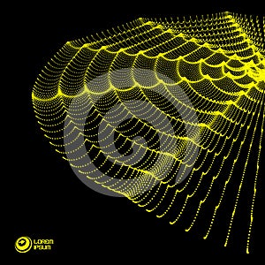 Array with Dynamic Particles. Flowing particle waves. Wavy Grid Background.