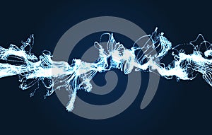 Array with Dynamic Particles. Wavy Background. Composition with Motion Effect. Vector illustration.