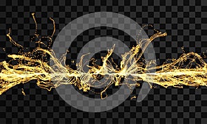 Array with dynamic particles. Wavy background. Composition with motion effect. Abstract vector illustration