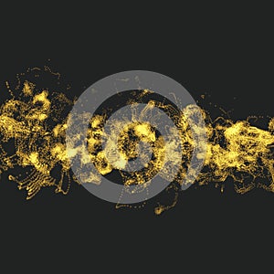 Array with Dynamic Particles. Wavy Background. Composition with Motion Effect. Vector illustration.