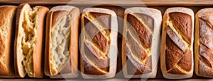 Array of Golden Brioche Loaves with Sugar