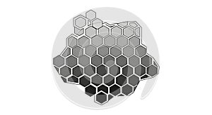 Gradient Hexagon Array Forming Abstract Shape on Plain White Background