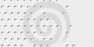Array or grid of inset white circles or cylinders background wallpaper banner texture fade out with copy space