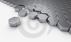 Array of hexagons on white surface