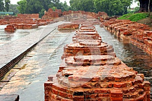 Array of miniature buddhist stupas ruins