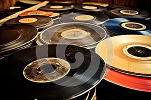 an array of old vinyl records