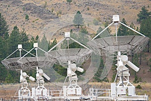 Array of parabolic antennae looking into space