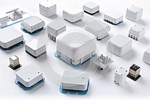 array of sensors, each with its own unique identifier and purpose, transmitting data to the cloud