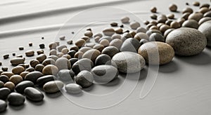 An array of smooth pebbles is