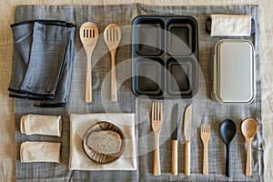 Array of Utensils and Spoons on Table