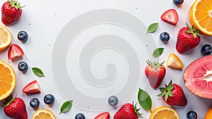 An array of vibrant fruits on a pristine white background