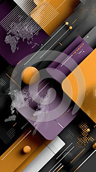 An array of vibrant shapes and lines illustrates data visualization, featuring glowing spheres and vertical bars in a tech