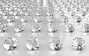 Array of white brilliant cut round diamonds photo