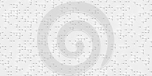 Arrayof tiny, small rotated white squares background wallpaper banner pattern frame filling top view flat lay from above