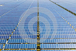 Arrays of blue solar panels