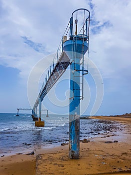 Arrecife airport on the island of Lanzarote, Canary Islands. Spain Image of the sea, beach and panel of lights of indication photo