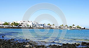 Arrecife beach with urbanization in the background, Lanzarote