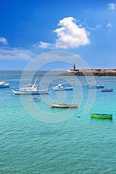 Arrecife Lanzarote boats harbour in Canaries