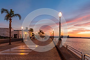 Arrecife promenade at dusk in Lanzarote