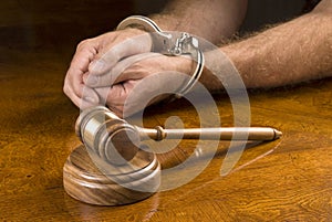Arrested man and gavel