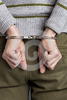 An arrested man with handcuffs