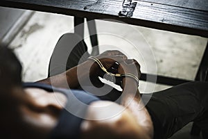 Arrested man with handcuffs crime photo