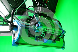 Arri lights in green screen studio for virtual production and vfx