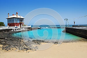 Arrieta Haria beach in Lanzarote coast at Canaries photo