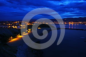 Arrigunaga beach in Getxo at night