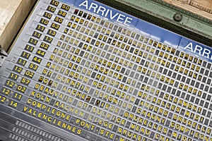 Arrival board - Gare du Nord, Paris.