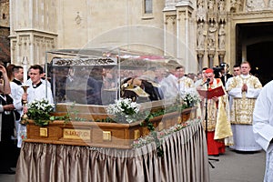 Arrival of the body of St. Leopold Mandic in Zagreb Cathedral, Croatia